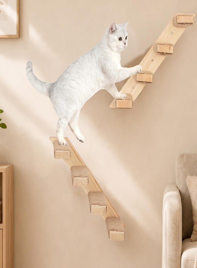 PELUOMOZ Cat Climbing Stair Shelf, Wall Mounted Reversible Ladder 2PCS 4 Steps - Image 1