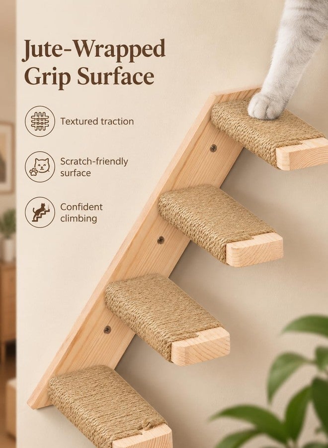 PELUOMOZ Cat Climbing Stair Shelf, Wall Mounted Reversible Ladder 2PCS 4 Steps - Image 4