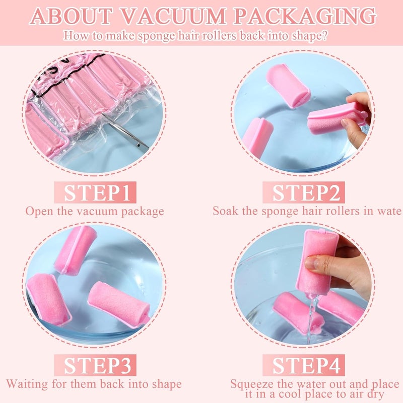 Geyoga 18 Pieces Pink Foam Hair Rollers Large Hair Curlers Sponge Rollers for Heatles to Sleep in a Curl for Women's Short and Long Hairs Styling (1.4 x 2.6 Inches) - Image 4