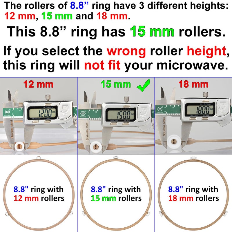 Jolaxy 8.8" Microwave Turntable Ring with 15 mm Rollers, Microwave Oven Tray Support, Glass Plate Rotating Roller Ring, Ring Outer Diameter 8.8 inch (22.2 cm), Roller Height 15 mm - Image 2