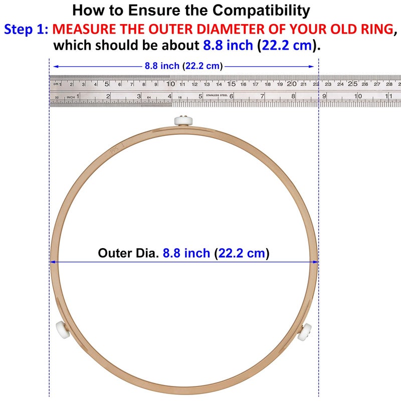 Jolaxy 8.8" Microwave Turntable Ring with 15 mm Rollers, Microwave Oven Tray Support, Glass Plate Rotating Roller Ring, Ring Outer Diameter 8.8 inch (22.2 cm), Roller Height 15 mm - Image 3