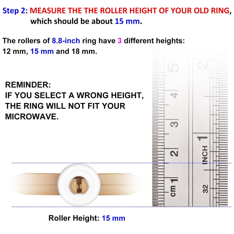 Jolaxy 8.8" Microwave Turntable Ring with 15 mm Rollers, Microwave Oven Tray Support, Glass Plate Rotating Roller Ring, Ring Outer Diameter 8.8 inch (22.2 cm), Roller Height 15 mm - Image 4