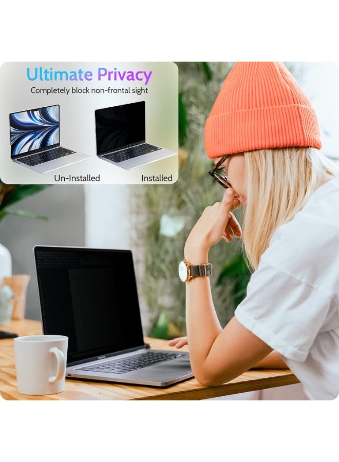 شاشة الخصوصية المغناطيسية متوافقة مع ماك بوك إير 13.6 بوصة (2022-2024 ، M2 ، M3) نموذج: A2681 A3113 ، قابل للإزالة ماتي مضاد للاهتمام حامي الضوء الأزرق فلتر الأمن الخاص لجهاز الكمبيوتر المحمول 13 بوصة ماك - Image 2