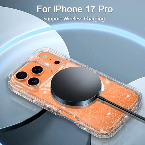 I-HONVA for iPhone 17 Pro Case Clear [Non Yellowing] [Compatible with MagSafe] Shockproof 3-Layer Full Body Protection Rugged Heavy Duty Cover Case for Apple iPhone 17 Pro 6.3",Clear Glitter - Image 3