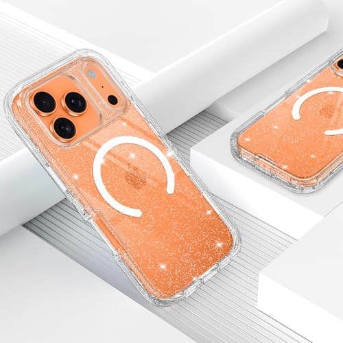 I-HONVA for iPhone 17 Pro Case Clear [Non Yellowing] [Compatible with MagSafe] Shockproof 3-Layer Full Body Protection Rugged Heavy Duty Cover Case for Apple iPhone 17 Pro 6.3",Clear Glitter - Image 5