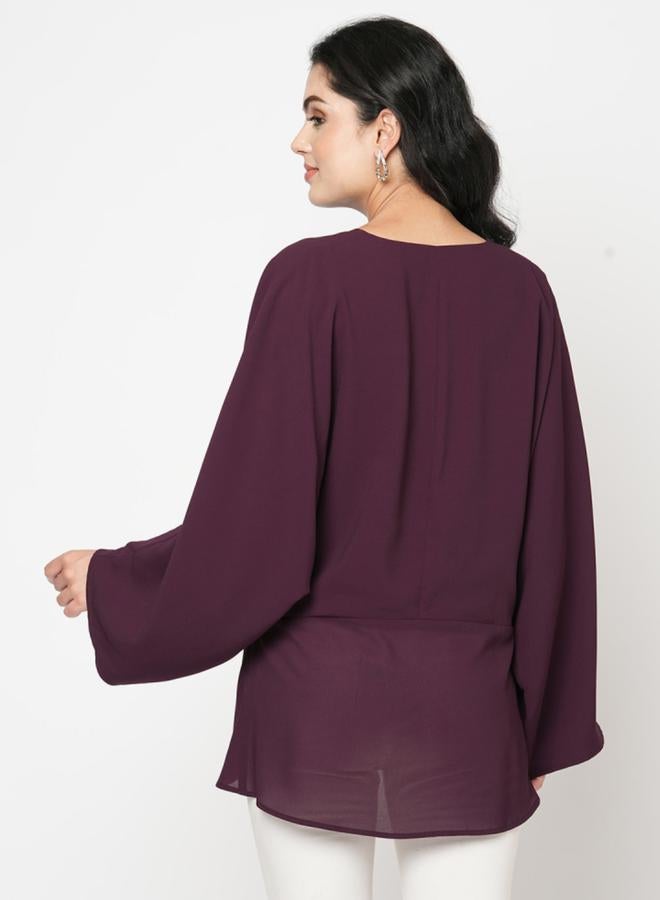 Mish Kimono Style Loose Top with Embellished Waist by Styli - Image 3