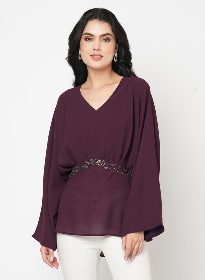 Mish Kimono Style Loose Top with Embellished Waist by Styli - Image 4