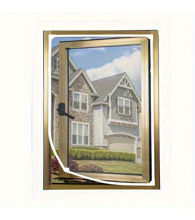 Adjustable Magnetic Window Screen White Frame Gray Grid 145x215cm Self-Adhesive No Drilling Mosquito Protection - Image 1