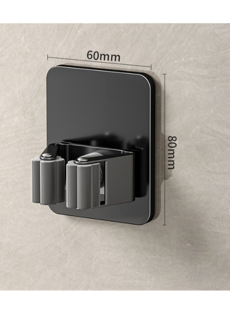 Loquat Mops Stand Perforation-Free 304 Stainless Steel Hook Clamp Kitchen Bathroom Bathroom Broom Storage Clamp Wall Hanging 60*80mm Black  - Image 1