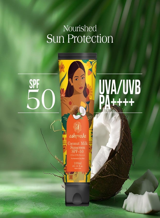Ashpveda واقي شمس حليب جوز الهند من أشبفيدا SPF 50PA++++ | حماية واسعة النطاق من UVA/UVB والضوء الأزرق | مرطب، خفيف الوزن، سريع الامتصاص، بدون أثر أبيض، غير دهني للبشرة الجافة والحساسة (100 مل) - Image 3