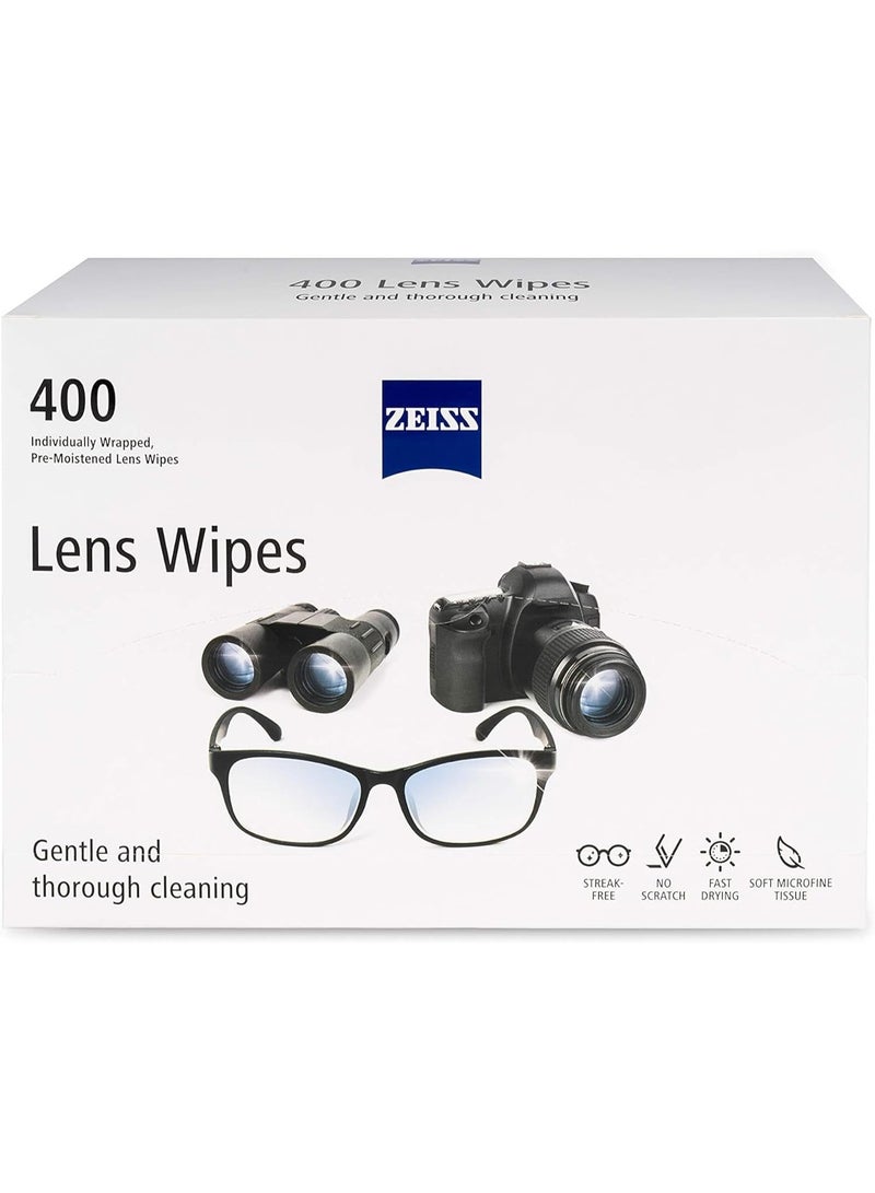 Zeiss Disposable, Single Use Lens Wipes for Eyeglasses, Safe for Prescription Lenses and Anti-Reflective Coatings(400 Count) - Image 1