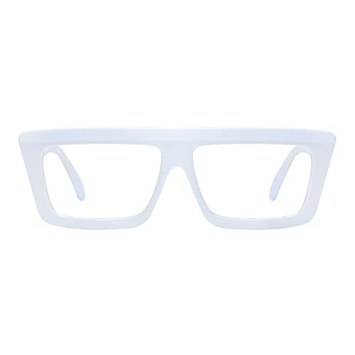 Peter Jones Square White Oversized Large Unisex Blue Light Blocking Computer Glasses (22012-W) - Image 4