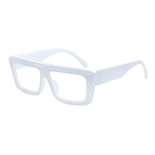 Peter Jones Square White Oversized Large Unisex Blue Light Blocking Computer Glasses (22012-W) - Image 3