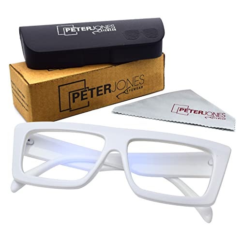 Peter Jones Square White Oversized Large Unisex Blue Light Blocking Computer Glasses (22012-W) - Image 5