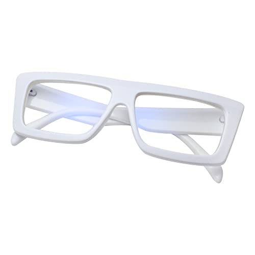 Peter Jones Square White Oversized Large Unisex Blue Light Blocking Computer Glasses (22012-W) - Image 1