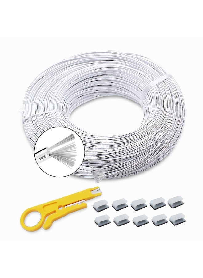 White-Jacketed 22 AWG Hookup Wire 66ft Stranded Electrical Wire, PVC Insulated 2 Conductor Wire, 22 Gauge Low Voltage Tinned Copper Electric Cable for Home, LED Light, Lamp with 10 Wire Connectors  - Image 1