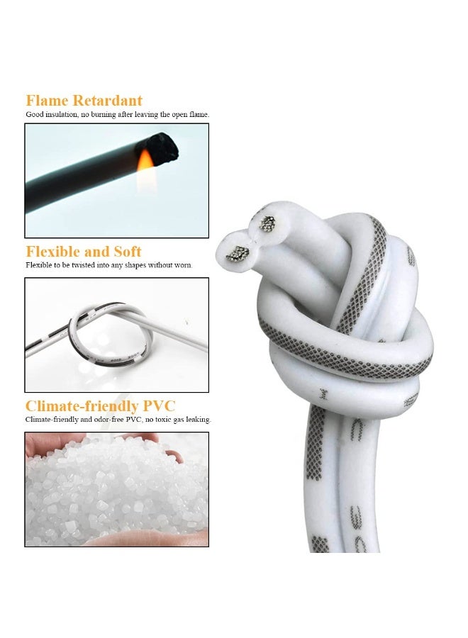 White-Jacketed 22 AWG Hookup Wire 66ft Stranded Electrical Wire, PVC Insulated 2 Conductor Wire, 22 Gauge Low Voltage Tinned Copper Electric Cable for Home, LED Light, Lamp with 10 Wire Connectors  - Image 2