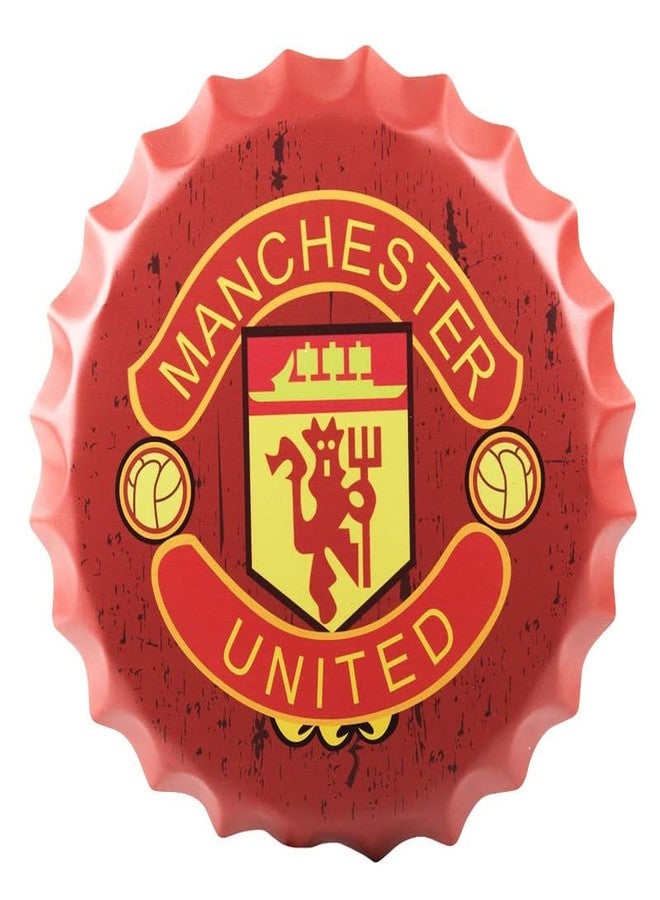 EAZYWAGON Decorative Metal Bottle Caps Wall Sign Plates - 14X14 Inches - M Famous football Metal Sign Wall Hanging Bottle Cap for Home, Farmhouse, Bar & Cafe Decoration | Vintage & Retro Look Plaques - Image 1