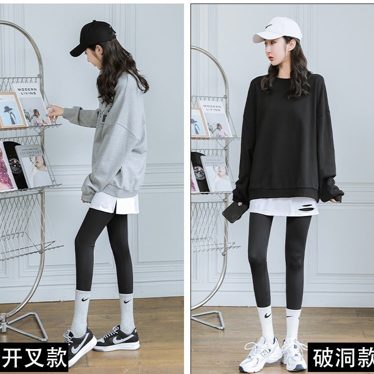 Winter Layering Fake Hem Plus-Size Skirt Extender White Black-Split - Image 5