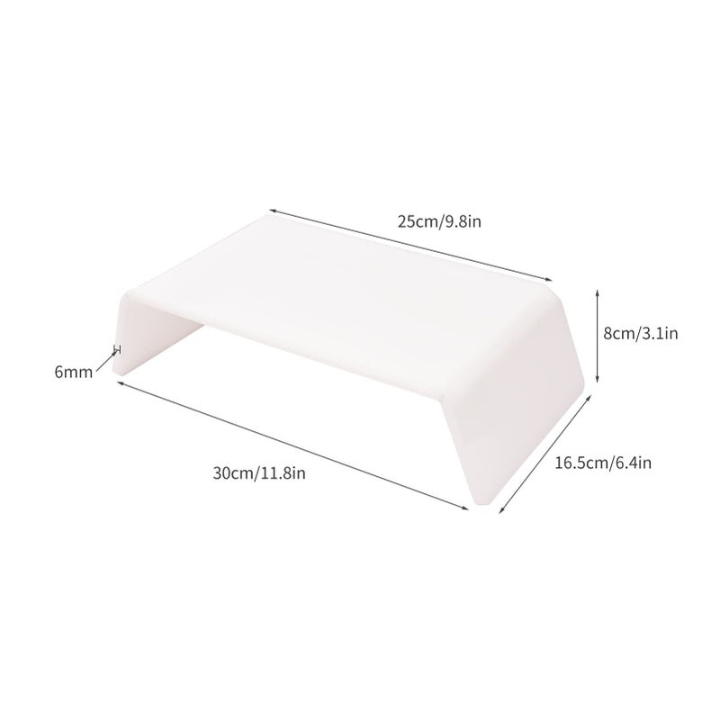 Acrylic Computer Monitor Stand Riser Smooth Matte Finish White Trapezoid Shape - Image 3