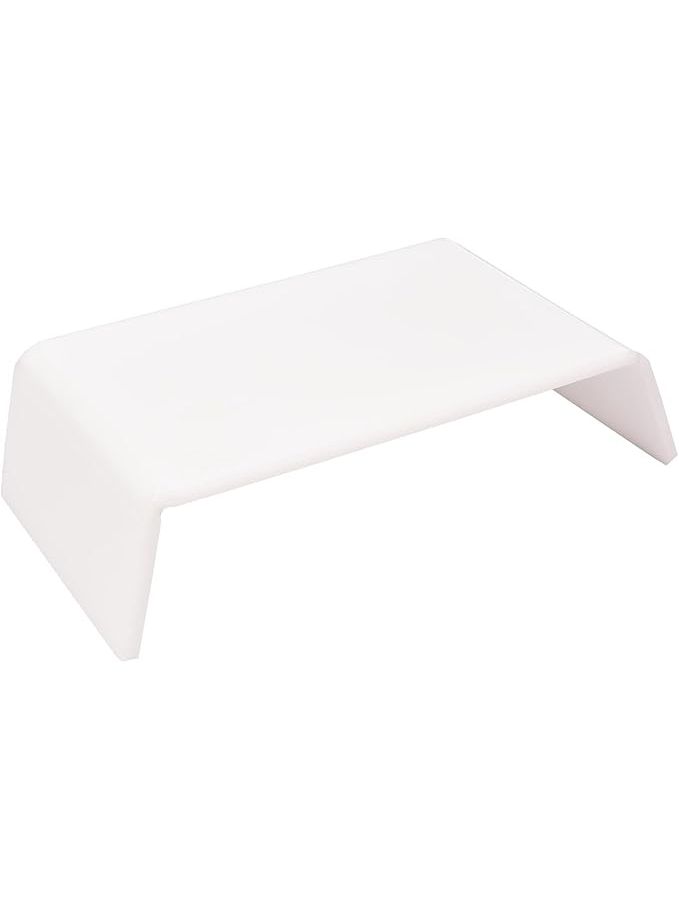 Acrylic Computer Monitor Stand Riser Smooth Matte Finish White Trapezoid Shape - Image 1