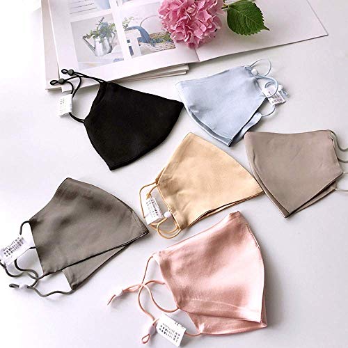 ROSEWARD 100% Mulberry Silk Face Mask Washable Breathable with Filter Pocket Adjustable (Silver Grey) - Image 5