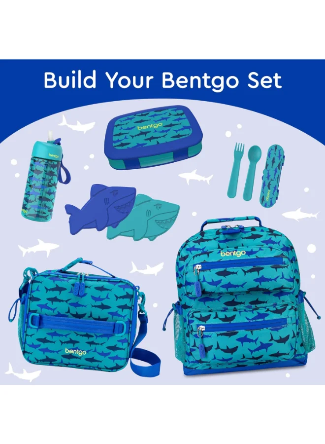 Bentgo Kids Prints Leak Proof, 5 - Compartment Bento - Style Kids Lunch Boxideal Portion Sizes For Ages 3 To 7 Bpa - Free, Dishwasher Safe , Food - Safe Materials - Sharks