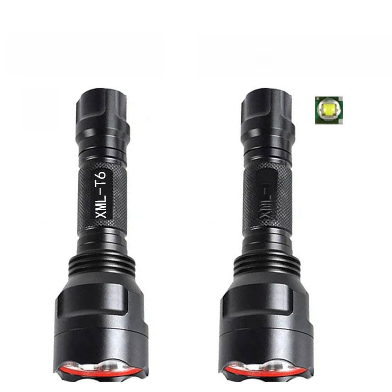 Factory wholesale C8 strong light Flashlight LED light fixed focus T6 super bright long shot aluminum alloy outdoor home lighting lamp(XPE lamp beads + Charger + battery + carton packaging) - Image 3