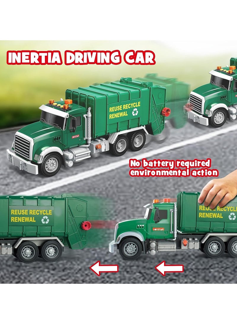 Engineering Trash Vehicle Truck With Lights and Sounds Inertia Car Garbage Recycling Truck Toy Set - Image 4