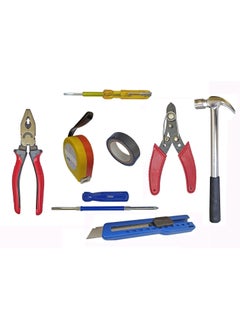 Inditrust INDITRUST Heavy duty tool kit Plier Paper cutter 2in1 Screwdriver Measuring Tape Electric Tape Electric Tester Wire Cutter and Claw hammer Pack of 8 tools Hand Tool Kit  - Image 1