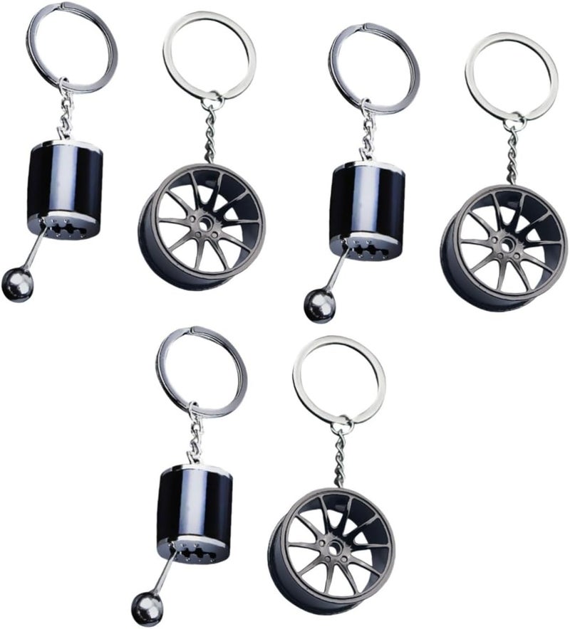 6pcs Creative Gear Keychain for Car Keys Unique Shift Knob Wheel Hub Design Stylish Keychain Pendant Accessory for Men and Women Auto Enthusiasts - Image 1