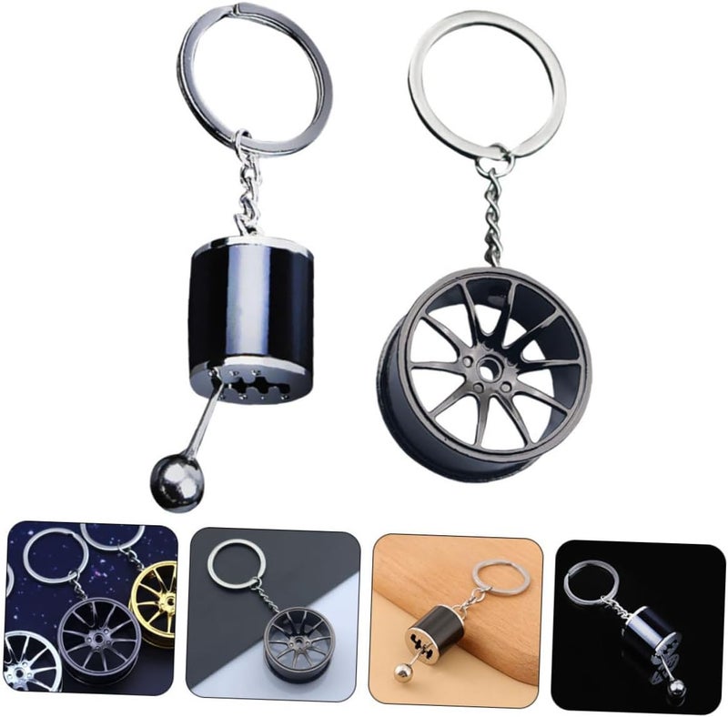 6pcs Creative Gear Keychain for Car Keys Unique Shift Knob Wheel Hub Design Stylish Keychain Pendant Accessory for Men and Women Auto Enthusiasts - Image 3