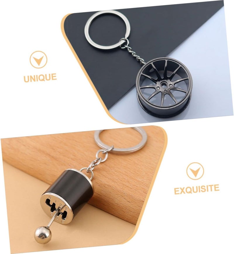 6pcs Creative Gear Keychain for Car Keys Unique Shift Knob Wheel Hub Design Stylish Keychain Pendant Accessory for Men and Women Auto Enthusiasts - Image 5