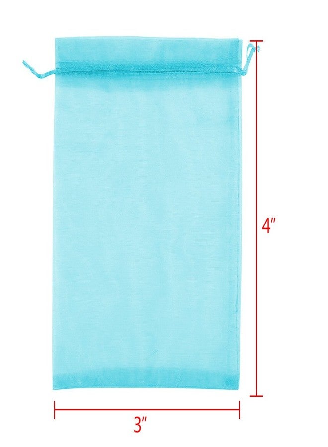 Boshen 100/200PCS Organza Gift Candy Sheer Bags Mesh Jewelry Pouches Drawstring Bulk for Wedding Party Favors Christmas (3" X 4"(100PCS), Teal Blue) - Image 2