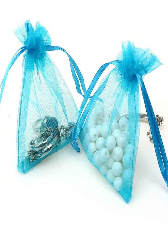 Boshen 100/200PCS Organza Gift Candy Sheer Bags Mesh Jewelry Pouches Drawstring Bulk for Wedding Party Favors Christmas (3" X 4"(100PCS), Teal Blue) - Image 3