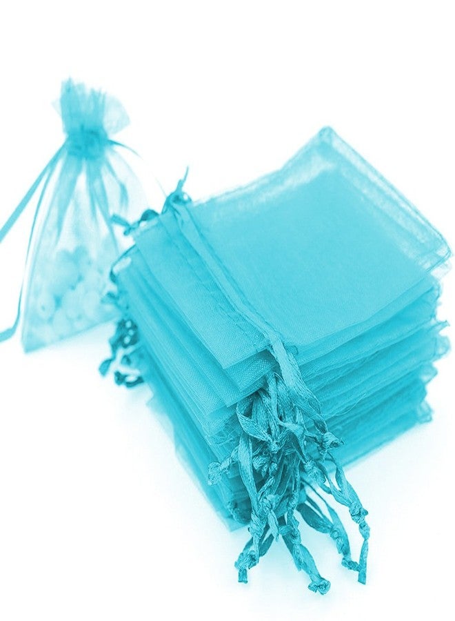 Boshen 100/200PCS Organza Gift Candy Sheer Bags Mesh Jewelry Pouches Drawstring Bulk for Wedding Party Favors Christmas (3" X 4"(100PCS), Teal Blue) - Image 1