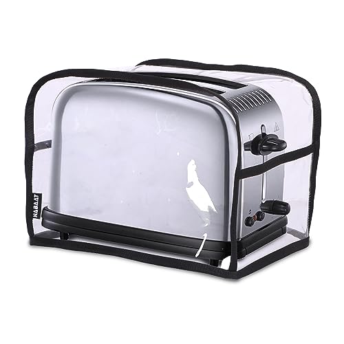 NABAAT Transparent Waterproof 2 Slice Toaster Dust Cover for All Types of 2 slice Toasters, pop up clothe Kitchen, Washable, with Two Side Pockets to Store Accessories, Transparent (11”x 6.5”x 8”) - Image 1