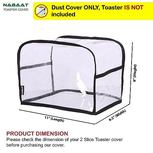 NABAAT Transparent Waterproof 2 Slice Toaster Dust Cover for All Types of 2 slice Toasters, pop up clothe Kitchen, Washable, with Two Side Pockets to Store Accessories, Transparent (11”x 6.5”x 8”) - Image 2