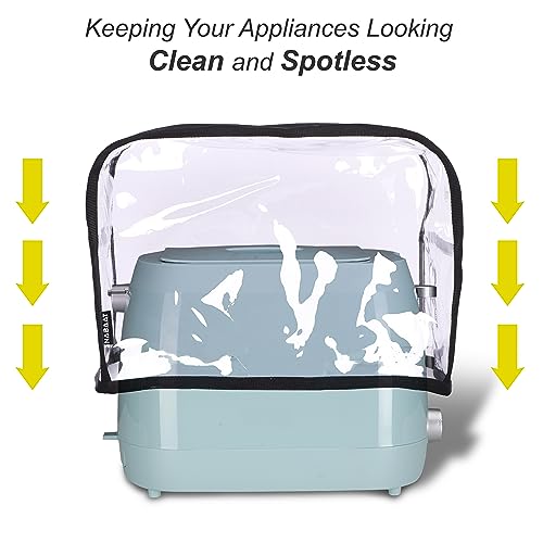 NABAAT Transparent Waterproof 2 Slice Toaster Dust Cover for All Types of 2 slice Toasters, pop up clothe Kitchen, Washable, with Two Side Pockets to Store Accessories, Transparent (11”x 6.5”x 8”) - Image 3