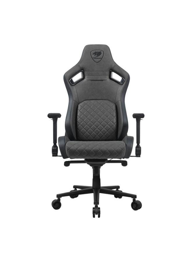 Cougar Defensor S Gaming Chair with PushBack Lumbar Support, 4D Folding Armrests, Magnetic Memory Foam Neck Pillow, 155° Recline, Breathable Leather-Like Fabric, Class 4 Gas Lift, Heavy-Duty Steel Frame, Ergonomic High-Back Office & Gaming Chair, Jet Gray | 3MDSFGRB.0001 - Image 3