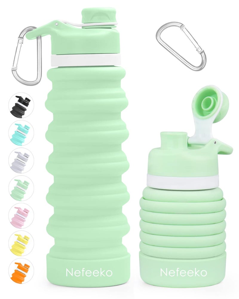 Nefeeko Collapsible Water Bottle, 26oz Silicone Foldable Water Bottles Leakproof BPA Free Travel Water Bottles with Carabiner, Portable Sport Water Bottles for Camping,Hiking Outdoor Indoor Sport - Image 1