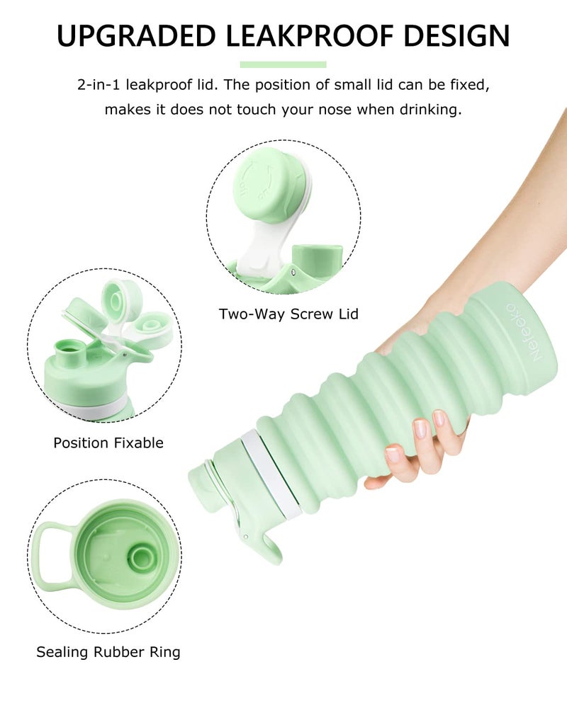 Nefeeko Collapsible Water Bottle, 26oz Silicone Foldable Water Bottles Leakproof BPA Free Travel Water Bottles with Carabiner, Portable Sport Water Bottles for Camping,Hiking Outdoor Indoor Sport - Image 3