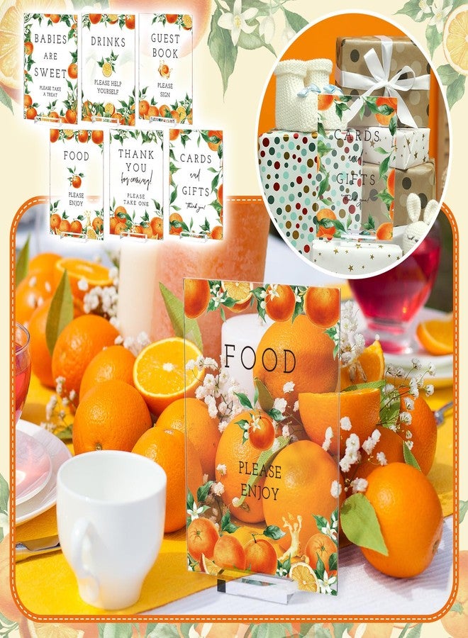 Vercraft 6 Pcs Little Cutie Orange Baby Shower Table Decorations Take One Sign Thank You Acrylic Sign Centerpieces with Stand 5 x 7" Floral Birthday Party Decorations - Image 4