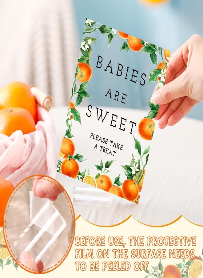Vercraft 6 Pcs Little Cutie Orange Baby Shower Table Decorations Take One Sign Thank You Acrylic Sign Centerpieces with Stand 5 x 7" Floral Birthday Party Decorations - Image 3
