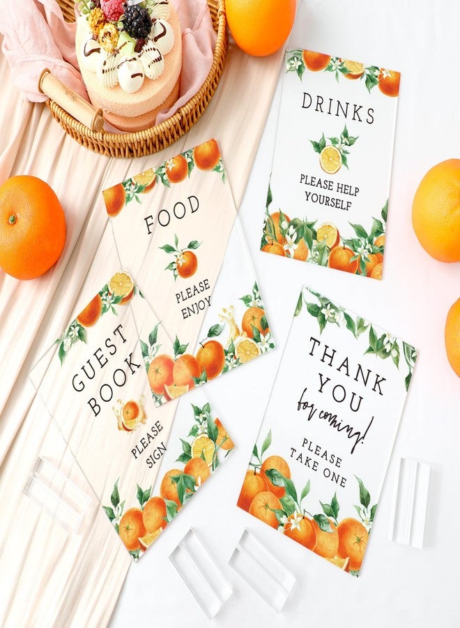 Vercraft 6 Pcs Little Cutie Orange Baby Shower Table Decorations Take One Sign Thank You Acrylic Sign Centerpieces with Stand 5 x 7" Floral Birthday Party Decorations - Image 5