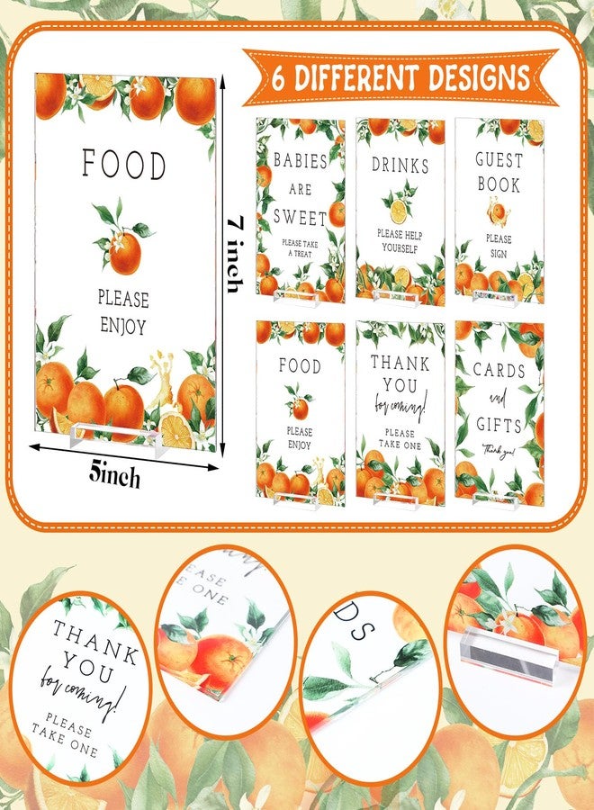 Vercraft 6 Pcs Little Cutie Orange Baby Shower Table Decorations Take One Sign Thank You Acrylic Sign Centerpieces with Stand 5 x 7" Floral Birthday Party Decorations - Image 2