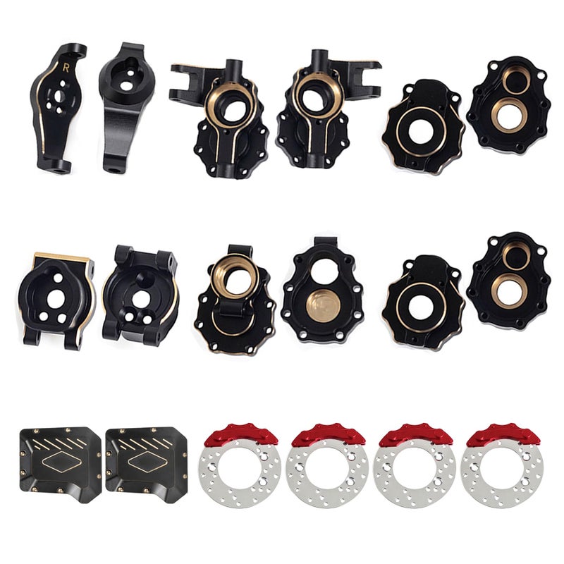 AMK 13lb AMK TRX4 Brass Kit Black Coating Diff Cover CHub TRX6 Portal Housing Steering Knuckles Front Axle Weights with Brake Disc for 110 RC Crawler TRX4 UpgradesFrontRear - Image 3