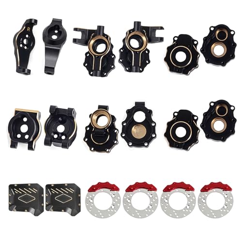 AMK 13lb AMK TRX4 Brass Kit Black Coating Diff Cover CHub TRX6 Portal Housing Steering Knuckles Front Axle Weights with Brake Disc for 110 RC Crawler TRX4 UpgradesFrontRear - Image 1