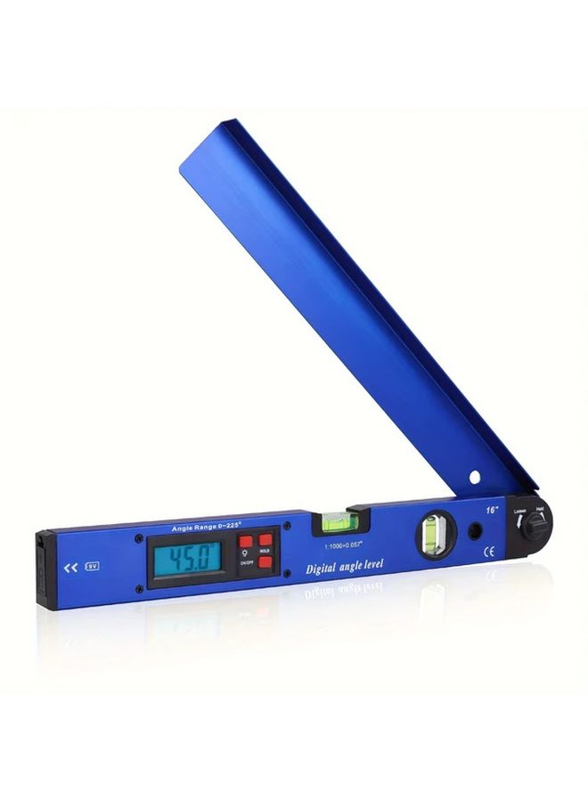 Blue Aluminum Digital Angle Finder Protractor 225 Degree Backlight LCD - Image 1