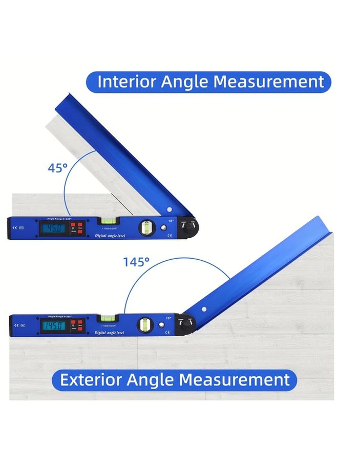 Blue Aluminum Digital Angle Finder Protractor 225 Degree Backlight LCD - Image 4